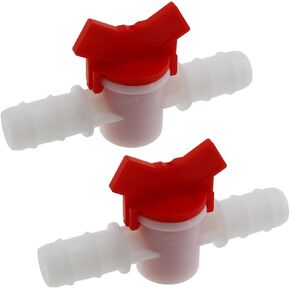 E-outstanding 2pcs Barbed Ball Valve White 1/2-Inch ID in-Line Ball Valve Shut-Off Switch with Hose Barb Aquarium Tank Air Pump Garden Water Pipe Valve Connector
