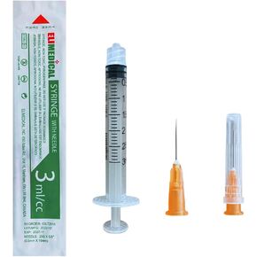 Veterinary Syringe with Needle, Luer Lock 3cc (3ml), 25G x 5/8 inch (16mm), Individually Sealed, 100 per box, 03LT2516