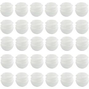 3/4 Inch Round Plastic Plugs, 30pcs White Tube Inserts Chair Leg Glide Protectors, Furniture Pipe Tube End Caps for Table Chair Legs (19mm)