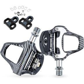 Road Bike Bicycle Pedals, Carbon Fiber Bike Light Bearings Pedals SPD KEO Self-Locking Compatible with KEO Grip Cycling Cleats Pedals