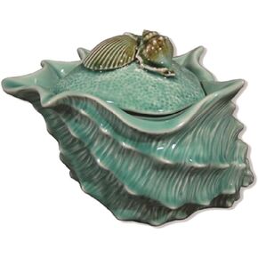 Shell Figural Jar, 9-inch Length, Blue