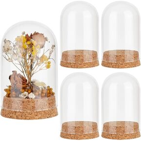 PH PandaHall 4pcs Glass Display Dome Cloche Glass Bell Jar with Cork Small Glass Bottles Dome Decorative Jars Cloche Display Case for Flower Storage Home Christmas Party Favor Decoration 2.3x3.9inch