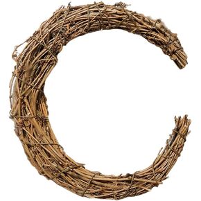 Didiseaon Grapevine Wreath Half Moon Vine Branch Wreath Rattan Wreath Garland Grapevine Roll Door Wreath Hoop for DIY Craft Easter Home Party Wedding Decor 30cm