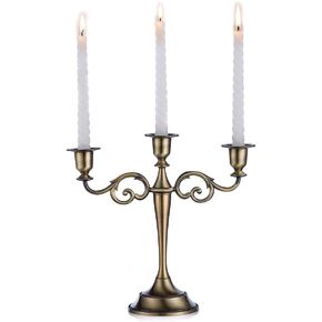 Sziqiqi Candelabra Candlestick Holder for Taper Candles for Wedding Event Candle Centerpiece Home Holiday Decoration, Zinc Alloy 5-stem 10.6in, Gold Finish