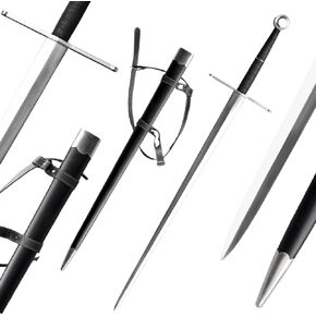 Handcrafted Battle-Ready Spring Steel Damascus Steel European Medieval Sword Longsword