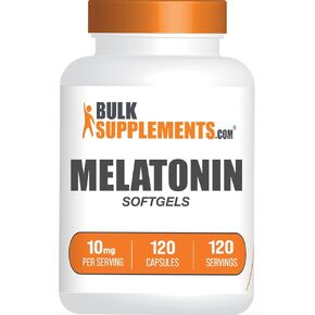 BulkSupplements.com Melatonin 10 mg Softgels - Melatonin for Adults, Sleep Supplement - 10mg Melatonin per Serving, Gluten Free, 1 Softgel per Serving, 365 Count (Pack of 1)