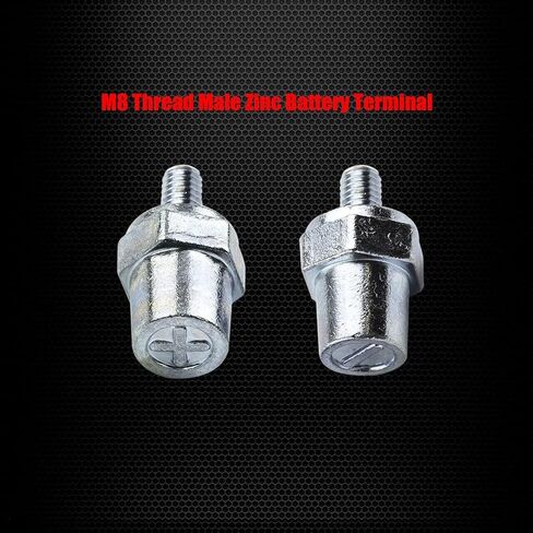 2Pcs Silver M8 Thread Male Zinc Battery Terminal Charging Posts, M8 Battery Post Adapter,Battery Accessories(+/-) for Extension, Automotive Replacement Battery Terminals and Ends (Am-BCP-Z0201) in Saudi Arabia