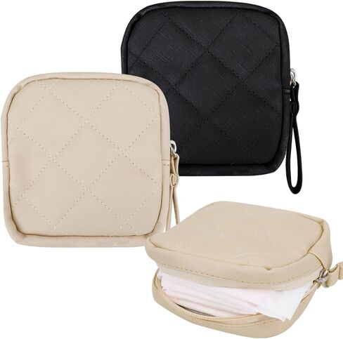 قطعتان من حقيبة تخزين المناديل الصحية، حقائب فترة الحيض، حقيبة فترة الحيض للفتيات المراهقات، حقيبة تخزين الفوط الصحية المحمولة، أول منظم حشا فوط الحيض الأنثوية للمدرسة والنساء والسيدات in Kuwait