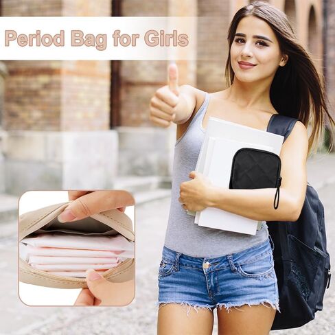 قطعتان من حقيبة تخزين المناديل الصحية، حقائب فترة الحيض، حقيبة فترة الحيض للفتيات المراهقات، حقيبة تخزين الفوط الصحية المحمولة، أول منظم حشا فوط الحيض الأنثوية للمدرسة والنساء والسيدات in Kuwait