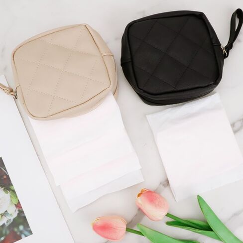 قطعتان من حقيبة تخزين المناديل الصحية، حقائب فترة الحيض، حقيبة فترة الحيض للفتيات المراهقات، حقيبة تخزين الفوط الصحية المحمولة، أول منظم حشا فوط الحيض الأنثوية للمدرسة والنساء والسيدات in Kuwait