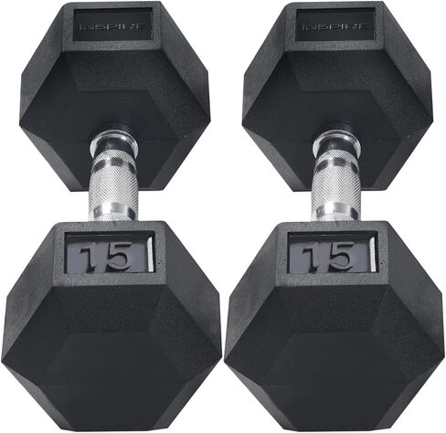 Inspire Fitness Rubber Dumbbell Set - Rubber Hex Weight Set - Dumbbell Weight Set for Home Gym or Professional Gym - Ergonomic Weight Set in Saudi Arabia
