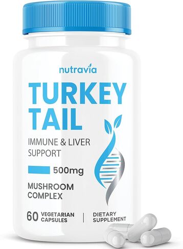 كبسولات فطر ذيل الديك الرومي، نظام المناعة الطبيعي ودعم الجهاز الهضمي، مستخلص ذيل الديك الرومي 500 مجم مسحوق لكل وجبة، حبوب ذيل الديك الرومي، صنع في الولايات المتحدة الأمريكية، تركيبة حقيقية تم اختبارها معملًا نباتيًا (60 كبسولة) in Kuwait