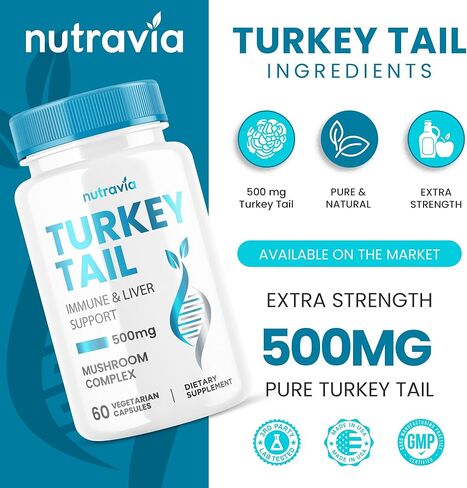 كبسولات فطر ذيل الديك الرومي، نظام المناعة الطبيعي ودعم الجهاز الهضمي، مستخلص ذيل الديك الرومي 500 مجم مسحوق لكل وجبة، حبوب ذيل الديك الرومي، صنع في الولايات المتحدة الأمريكية، تركيبة حقيقية تم اختبارها معملًا نباتيًا (60 كبسولة) in Kuwait