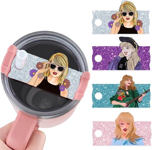 Music Merch Tags for Stanley Cup 40 oz Accessories, Unique Stuff Tumbler Topper Lid Colorful Acrylic Name Plate 4 Pack for Fans Music Lover Boys Girls Friends Parents Gifts in Saudi Arabia