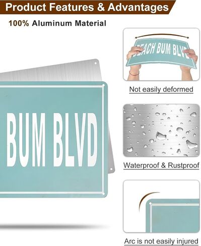 Beach Lovers Gift Vintage Summer Beach Sign Beach Bum Blvd Metal Sign for Lake House Beachy Room Cottage Cabin Deck Decor 12 X 8 INCH in Saudi Arabia
