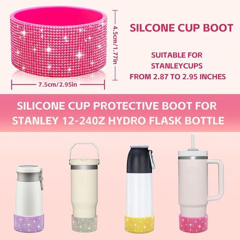 Protective Rhinestone Glitter Silicone Boot for Stanley Cup 20-40oz, Bling Diamond Anti-Slip Sleeve Cover for Hydro Flask Bottle 12-24oz and More Tumblers/Bottles with 2.8-2.9 inch Bottom in Saudi Arabia