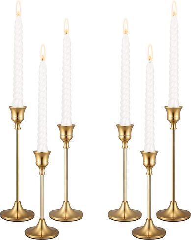 Gold Candlestick Holders Taper Candle Holder - Set of 3 Pcs Brass Gold Candle Stick Holder Centerpieces Decorations for Table, Mantel, Wedding, Dinning, Party(Candles not Include) in Saudi Arabia