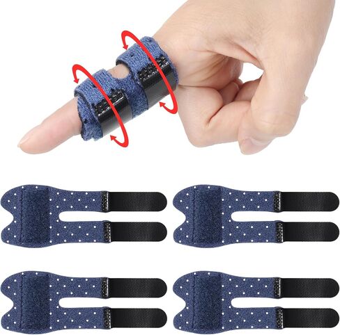 Trigger Thumb Splints, Finger Splint for Broken/Straightening/Arthritis, Breathable Thumb Brace for Thumb/Middle/Ring/Index/Pinky Finger, Blue, Short, 4pcs in Kuwait
