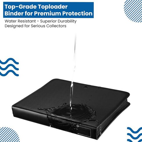 AMPLIFY Premium Top Loader Binder | حامل بطاقات جلدي فاخر لتخزين 252 حافظة علوية، 9 جيوب ومنظم مقاوم للماء مع جامعي بطاقات إغلاق بسحاب (أسود) in Saudi Arabia