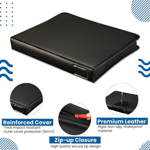 AMPLIFY Premium Top Loader Binder | حامل بطاقات جلدي فاخر لتخزين 252 حافظة علوية، 9 جيوب ومنظم مقاوم للماء مع جامعي بطاقات إغلاق بسحاب (أسود) in Saudi Arabia