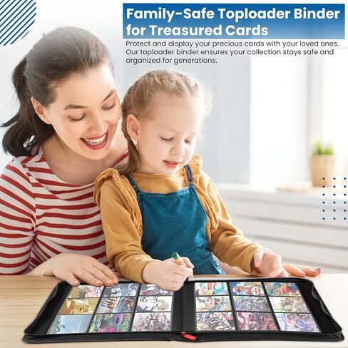 AMPLIFY Premium Top Loader Binder | حامل بطاقات جلدي فاخر لتخزين 252 حافظة علوية، 9 جيوب ومنظم مقاوم للماء مع جامعي بطاقات إغلاق بسحاب (أسود) in Saudi Arabia