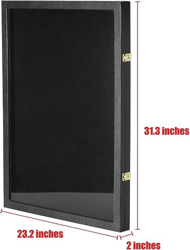 Jersey Display Case /Leather Covered Frame/Lockable(2 Locks)/ Display Shadow Box Cabinet for Baseball Basketball Football Soccer Hockey Shirt,Uniform, Acrylic Cover (Black)-: JackCubeDesign MK358A in Saudi Arabia