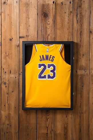 Jersey Display Case /Leather Covered Frame/Lockable(2 Locks)/ Display Shadow Box Cabinet for Baseball Basketball Football Soccer Hockey Shirt,Uniform, Acrylic Cover (Black)-: JackCubeDesign MK358A in Saudi Arabia