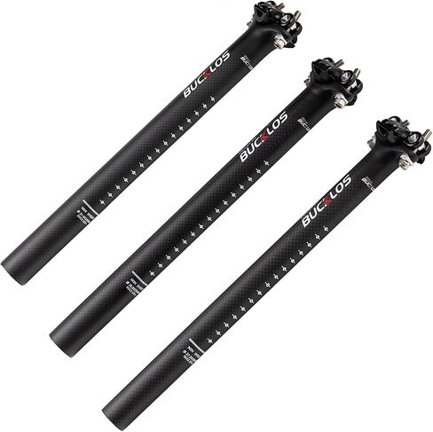 BUCKLOS Carbon Bike Seatpost 27.2 30.8 31.6 x 350mm 400mm, Mountain Bike Road Bicycle Seat Post 3K Carbon Fiber Adjustable Ultra-Light, Suitable for MTB BMX Gravel, Hybrid, and E-Bikes Urban in Saudi Arabia