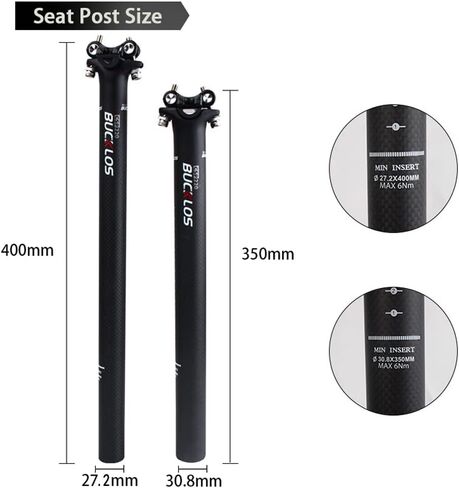 BUCKLOS Carbon Bike Seatpost 27.2 30.8 31.6 x 350mm 400mm, Mountain Bike Road Bicycle Seat Post 3K Carbon Fiber Adjustable Ultra-Light, Suitable for MTB BMX Gravel, Hybrid, and E-Bikes Urban in Saudi Arabia