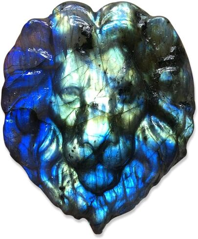 1Pcs Labradorite Crystal Lion Hand Carved The Lion Skull Lion Quartz Reiki Healing Stone Décor in Saudi Arabia