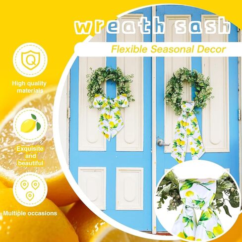 YLOLUL 2 Pcs Autumn Grid Wreath Sash for Front Door 4.5'' X 56'' Autumn Fall Thanksgiving Wreath Satin Sash for Wedding Home Party Wall Decor(Autumn) in Saudi Arabia