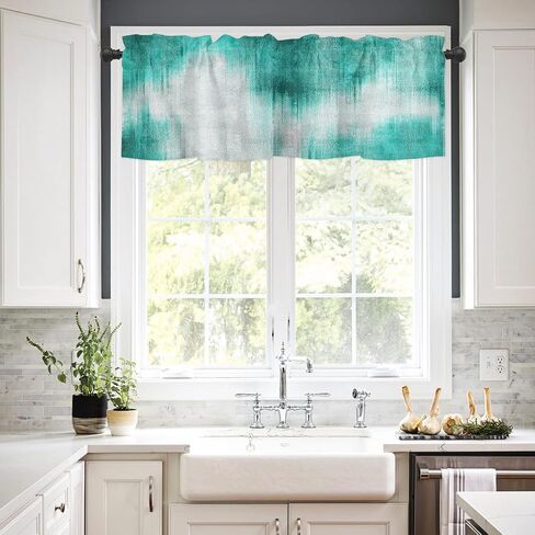 Kitchen Valances for Windows, White and Gold Marble Kitchen Curtains, Kitchen Decor Short Curtains 42x12in Cafe Curtains Window Treatments, Rod Pocket Bathroom Curtains Window in Saudi Arabia