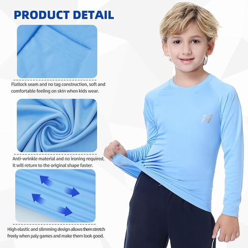 MEETWEE Boys Rash Guard، حماية من الطفح الجلدي بعامل حماية من الأشعة فوق البنفسجية 50، قميص شمسي سريع الجفاف بأكمام طويلة/قصيرة للأطفال in Kuwait