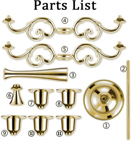 Sziqiqi Candelabra Candlestick Holder for Taper Candles for Wedding Event Candle Centerpiece Home Holiday Decoration, Zinc Alloy 5-stem 10.6in, Gold Finish in Saudi Arabia