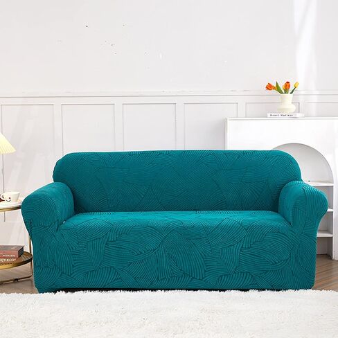 Jacquard Sofa Slipcover Stretch Couch Cover 1-Piece Soft Sofa Cover Washable Furniture Protector with Anti-Slip Foams for Dogs Children Pets (Blue, Large) in Kuwait