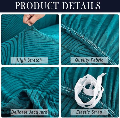 Jacquard Sofa Slipcover Stretch Couch Cover 1-Piece Soft Sofa Cover Washable Furniture Protector with Anti-Slip Foams for Dogs Children Pets (Blue, Large) in Kuwait
