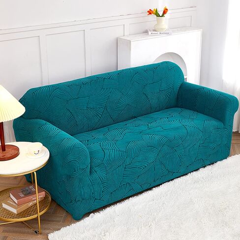 Jacquard Sofa Slipcover Stretch Couch Cover 1-Piece Soft Sofa Cover Washable Furniture Protector with Anti-Slip Foams for Dogs Children Pets (Blue, Large) in Kuwait