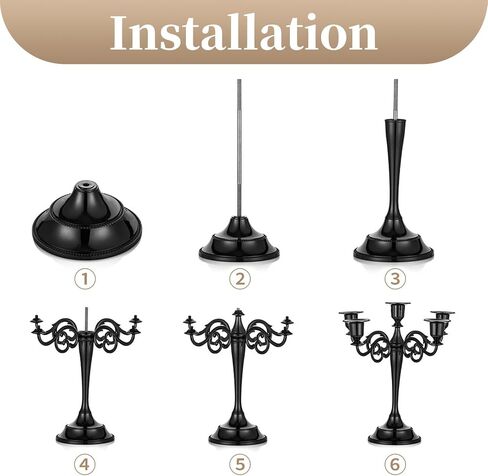 Sziqiqi Candelabra Candlestick Holder for Taper Candles for Wedding Event Candle Centerpiece Home Holiday Decoration, Zinc Alloy 5-stem 10.6in, Gold Finish in Saudi Arabia