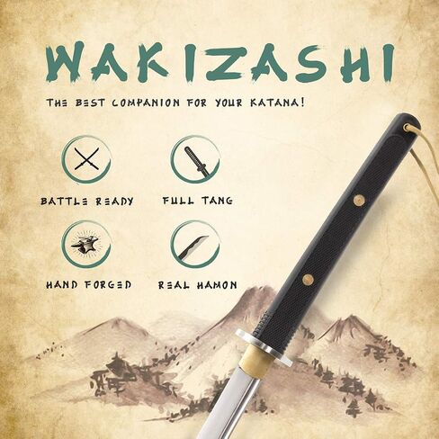 HMS Japanese Tactical Wakizashi Sword, Stainless Steel Tsuba, Hand Forged, Manganese Steel, Sharp in Saudi Arabia