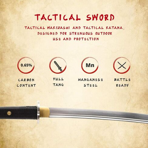 HMS Japanese Tactical Wakizashi Sword, Stainless Steel Tsuba, Hand Forged, Manganese Steel, Sharp in Saudi Arabia