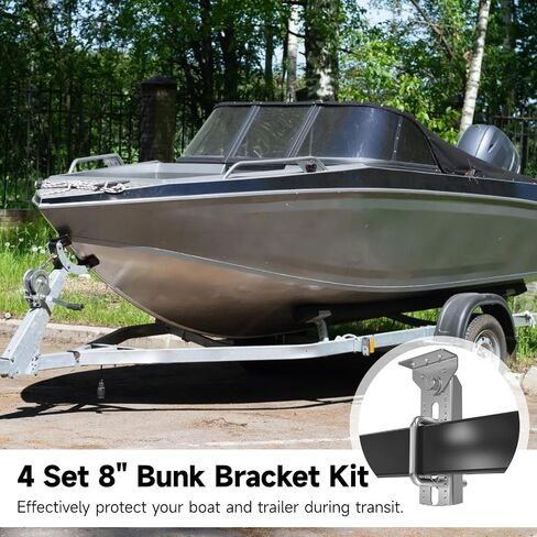 4 Set 8" Boat Trailer Bunk Bracket Kit, Galvanized Steel Boat Trailer Parts with Hardware, Heavy Duty Swivel Top Boat Bunk Brackets for 2"x3"， 3"x3"，1.5"x3" Boat Trailer Crossmember in Saudi Arabia
