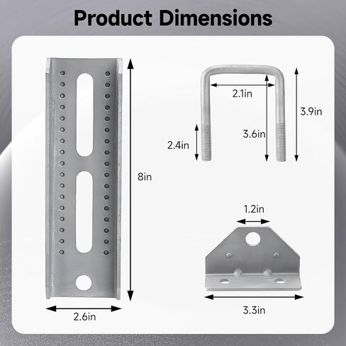 4 Set 8" Boat Trailer Bunk Bracket Kit, Galvanized Steel Boat Trailer Parts with Hardware, Heavy Duty Swivel Top Boat Bunk Brackets for 2"x3"， 3"x3"，1.5"x3" Boat Trailer Crossmember in Saudi Arabia