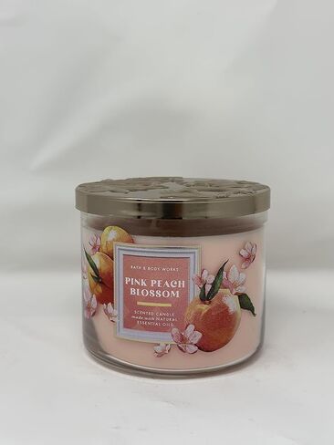 شمعة Pink Peach Blossom ذات 3 فتيل 14.5 أونصة / 411 جم [مصنوعة من زيت عطري طبيعي] in Saudi Arabia