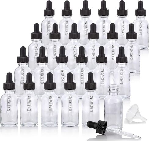 JUVITUS 1 oz Clear Glass Boston Round Bottle with Black Graduated Measurement Dropper (24 pack) in Saudi Arabia