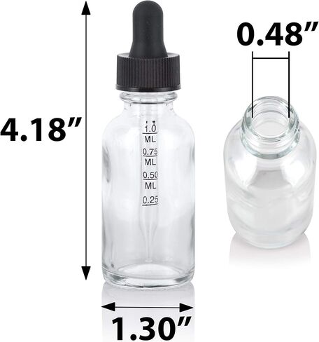 JUVITUS 1 oz Clear Glass Boston Round Bottle with Black Graduated Measurement Dropper (24 pack) in Saudi Arabia