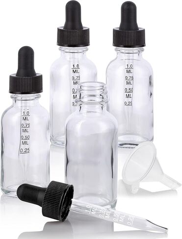 JUVITUS 1 oz Clear Glass Boston Round Bottle with Black Graduated Measurement Dropper (24 pack) in Saudi Arabia