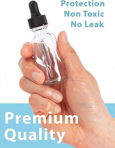 JUVITUS 1 oz Clear Glass Boston Round Bottle with Black Graduated Measurement Dropper (24 pack) in Saudi Arabia