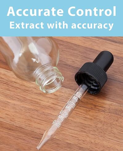 JUVITUS 1 oz Clear Glass Boston Round Bottle with Black Graduated Measurement Dropper (24 pack) in Saudi Arabia