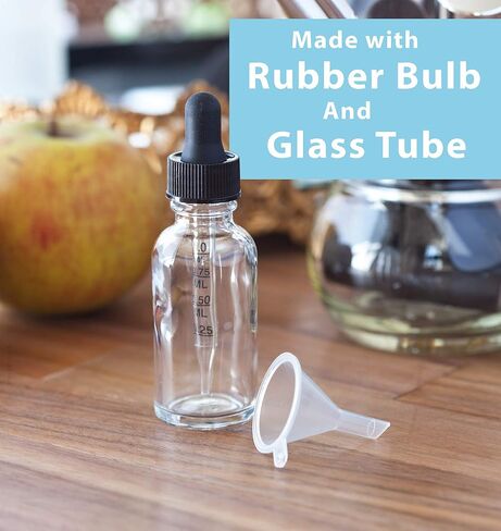 JUVITUS 1 oz Clear Glass Boston Round Bottle with Black Graduated Measurement Dropper (24 pack) in Saudi Arabia