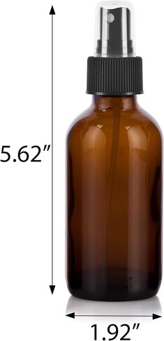 JUVITUS 4 oz Amber Glass Boston Round Bottle with Fine Mist Black Spray (12 pack) + Funnel in Saudi Arabia